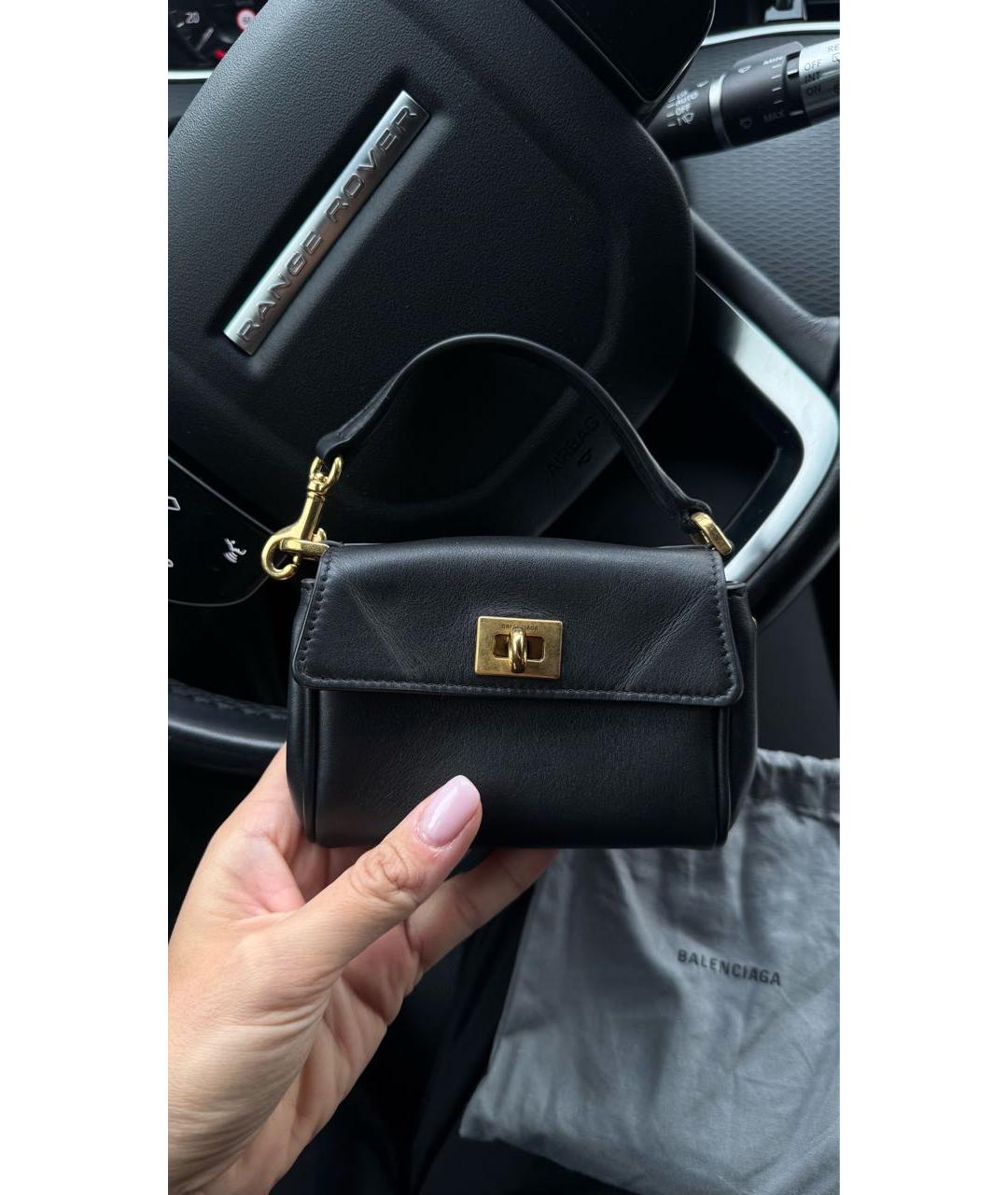 BALENCIAGA Черная кожаная сумка с короткими ручками, фото 9