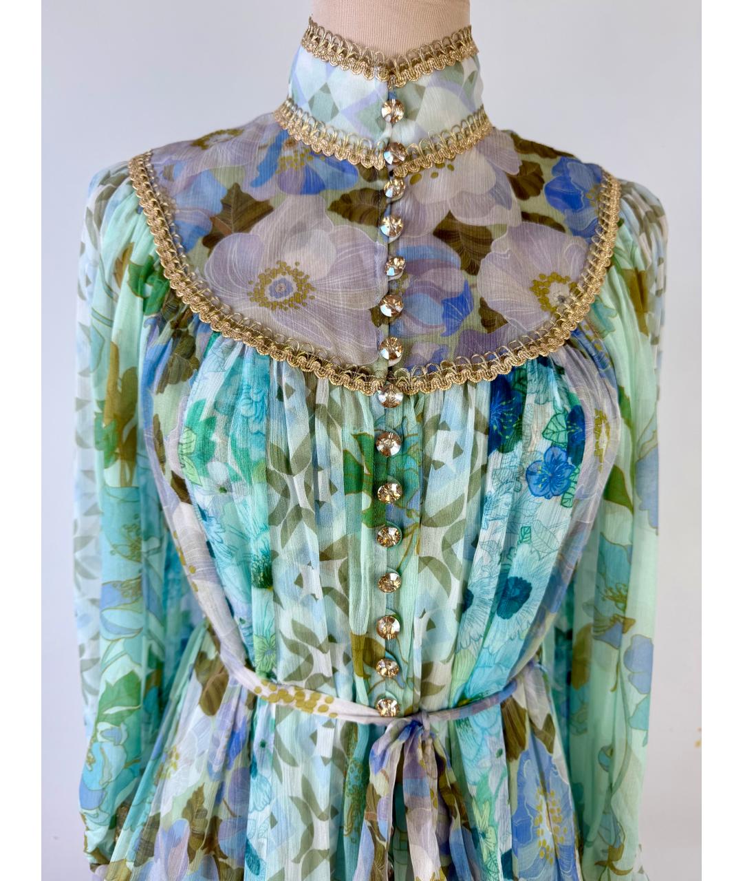 ZIMMERMANN Бирюзовое вискозное коктейльное платье, фото 3