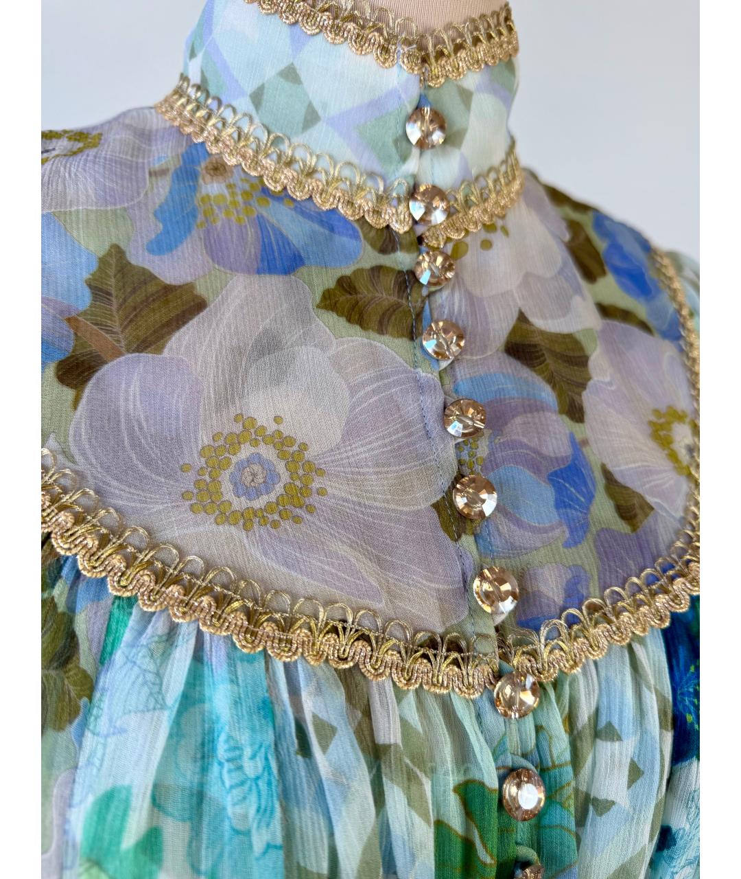 ZIMMERMANN Бирюзовое вискозное коктейльное платье, фото 4