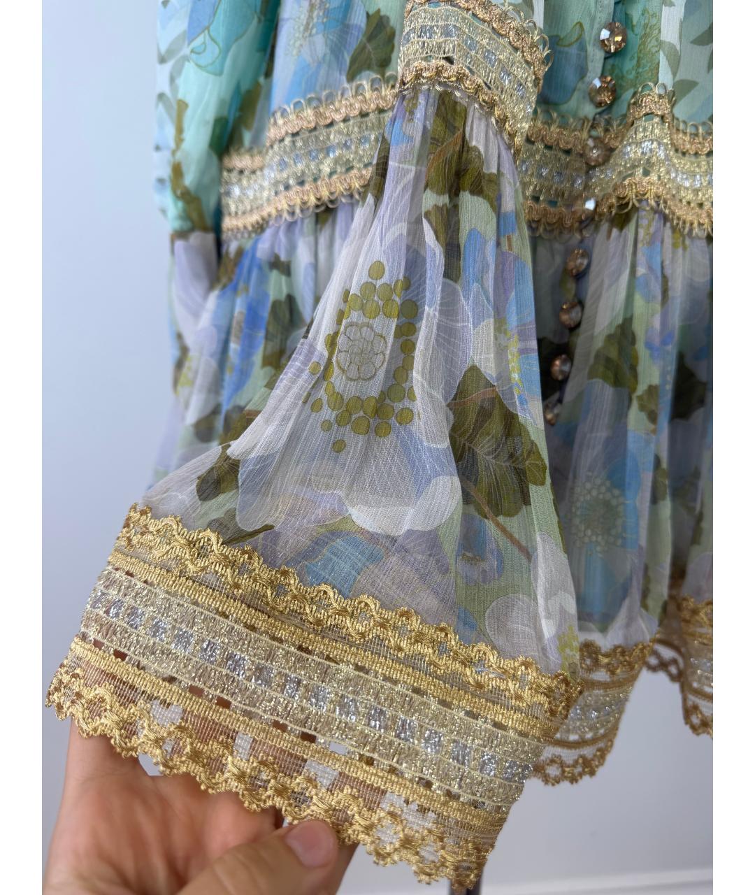 ZIMMERMANN Бирюзовое вискозное коктейльное платье, фото 5