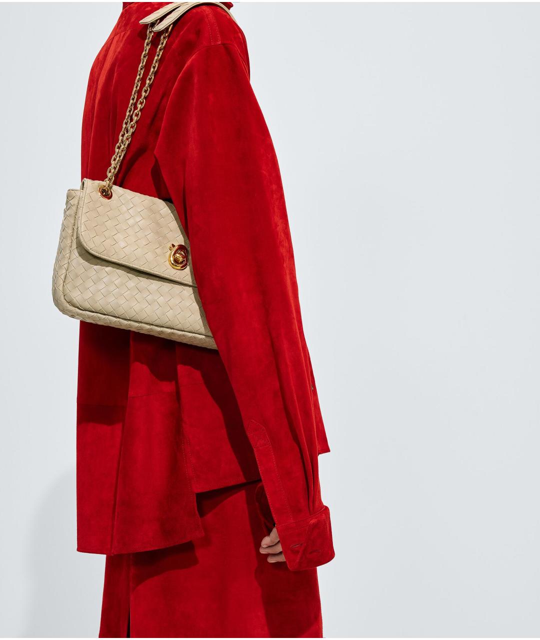 BOTTEGA VENETA Бежевая кожаная сумка через плечо, фото 2