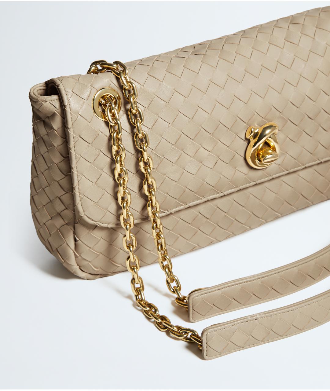 BOTTEGA VENETA Бежевая кожаная сумка через плечо, фото 6