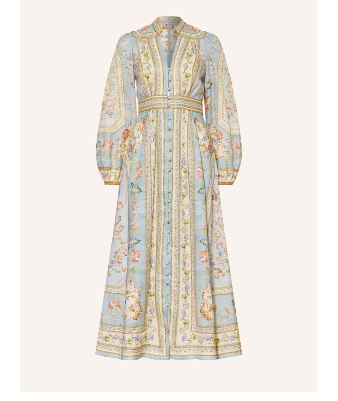 ZIMMERMANN Голубое льняное повседневное платье, фото 5