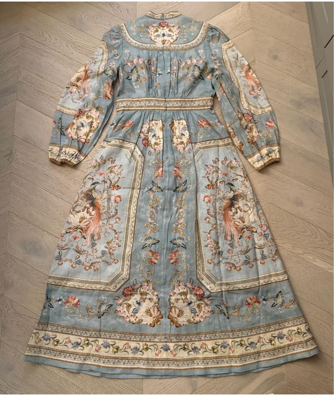 ZIMMERMANN Голубое льняное повседневное платье, фото 2