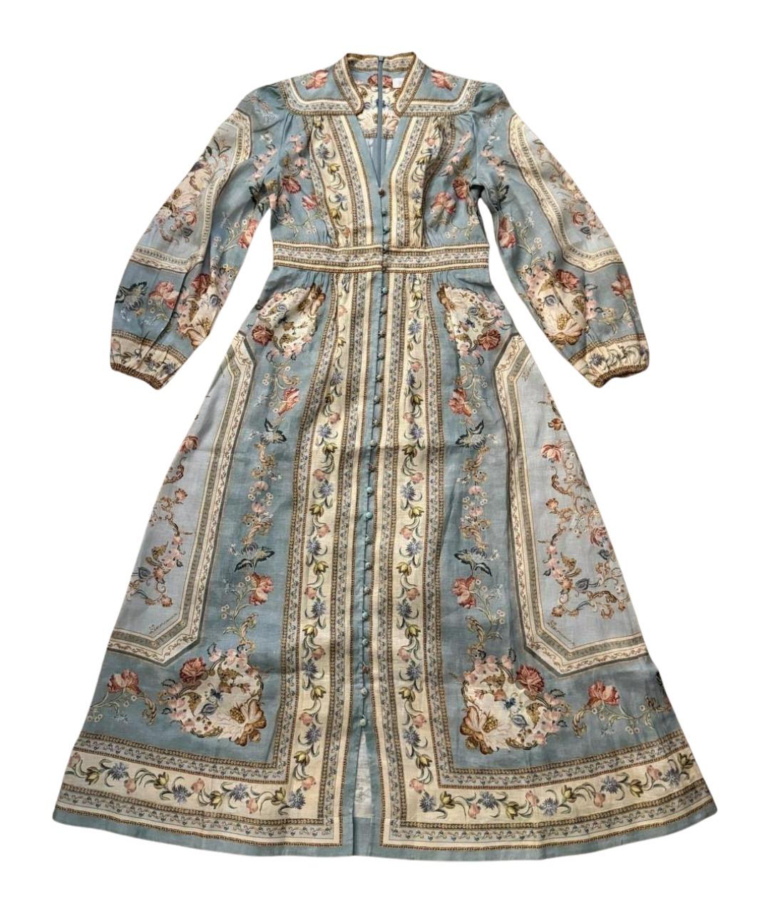 ZIMMERMANN Голубое льняное повседневное платье, фото 1