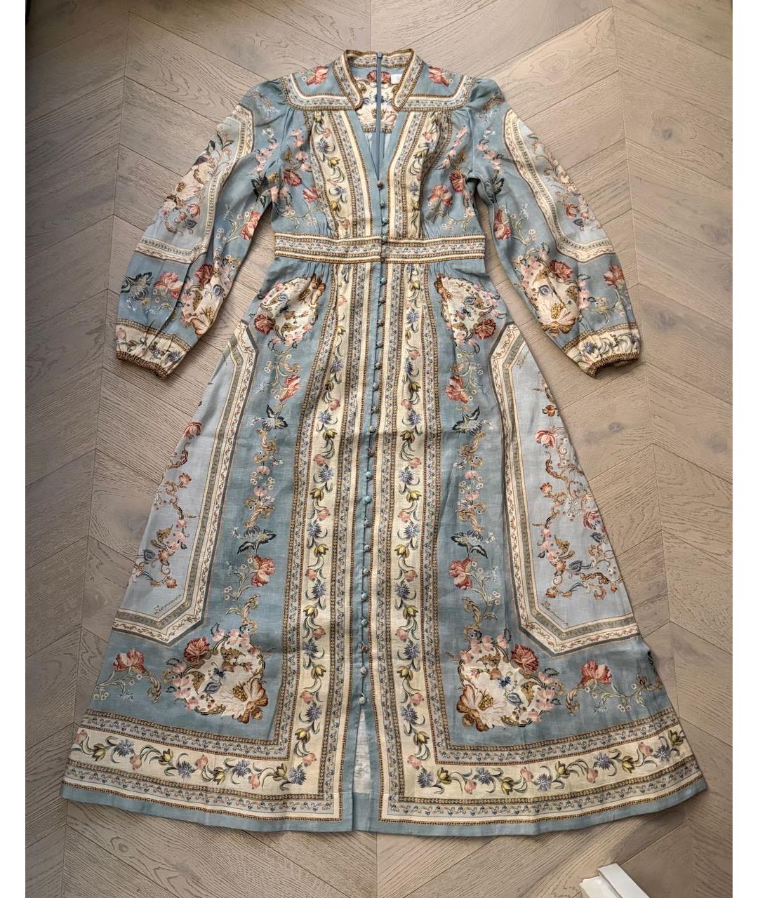 ZIMMERMANN Голубое льняное повседневное платье, фото 8