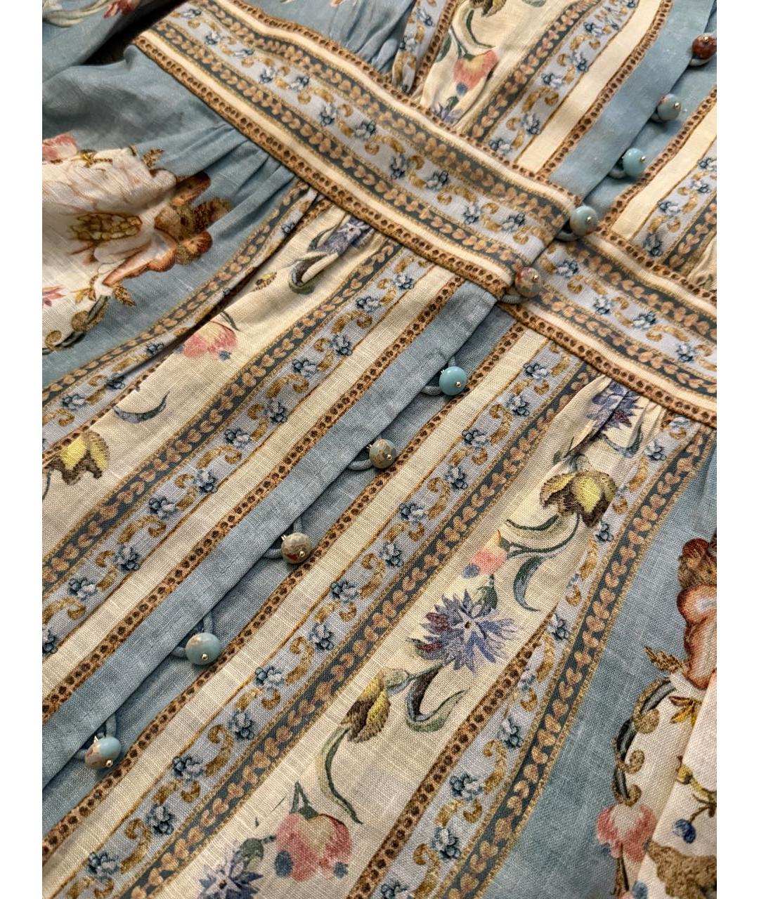 ZIMMERMANN Голубое льняное повседневное платье, фото 4