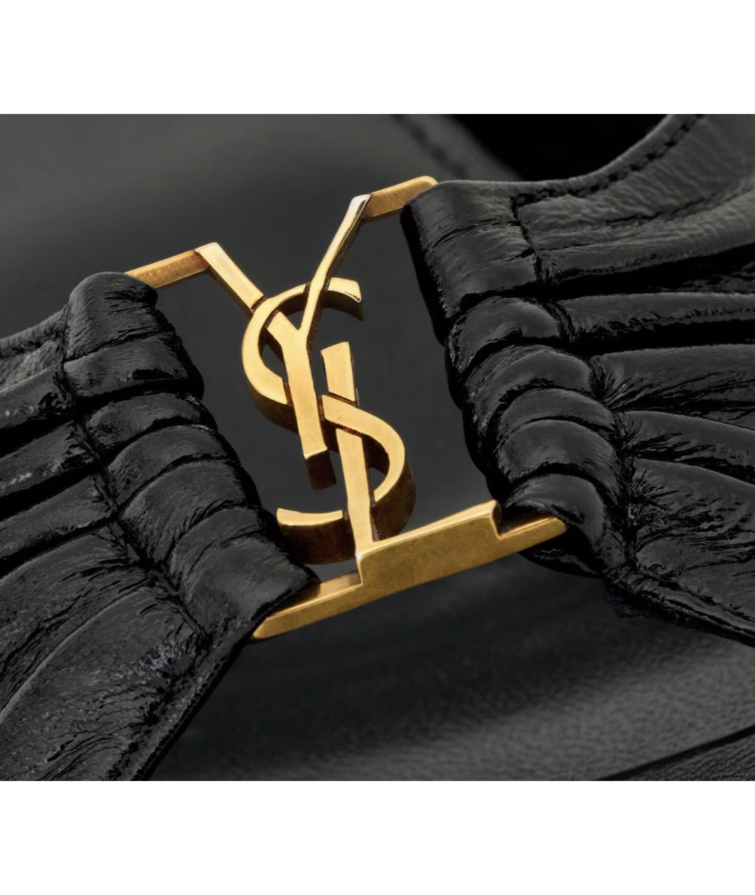 SAINT LAURENT Черные кожаные мюли, фото 5