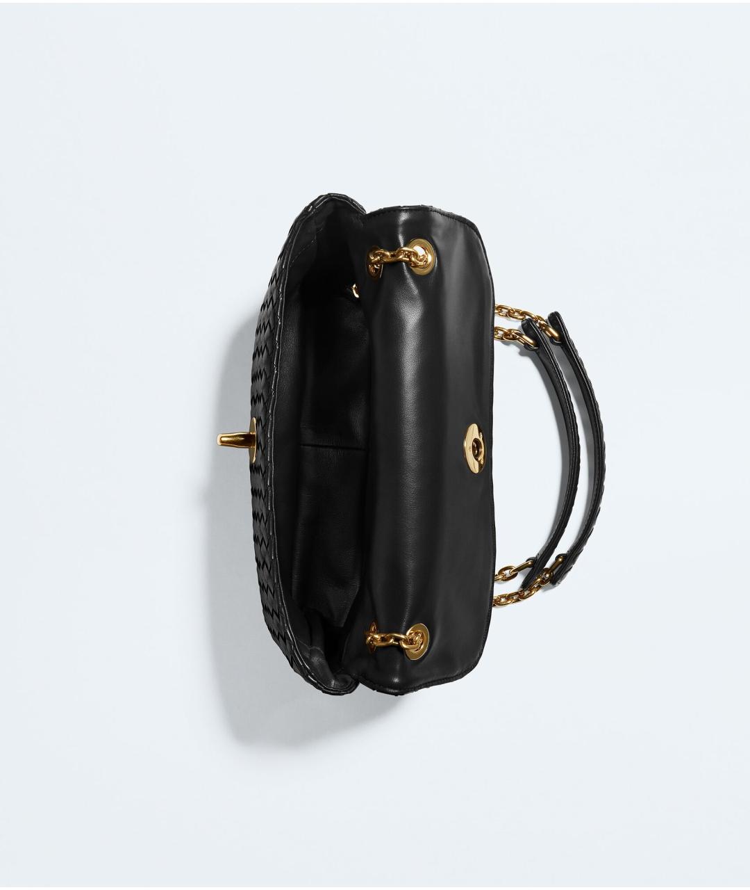 BOTTEGA VENETA Черная кожаная сумка через плечо, фото 3