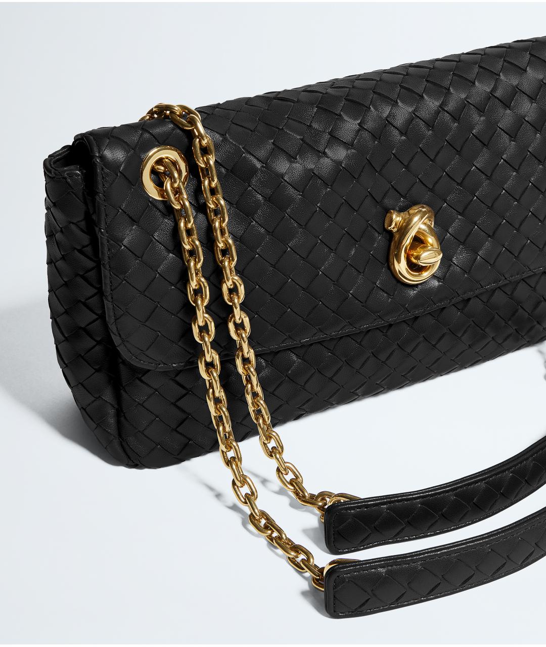 BOTTEGA VENETA Черная кожаная сумка через плечо, фото 6