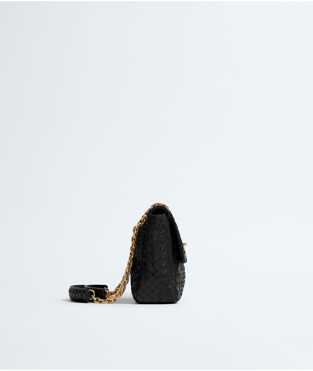 BOTTEGA VENETA Черная кожаная сумка через плечо, фото 4
