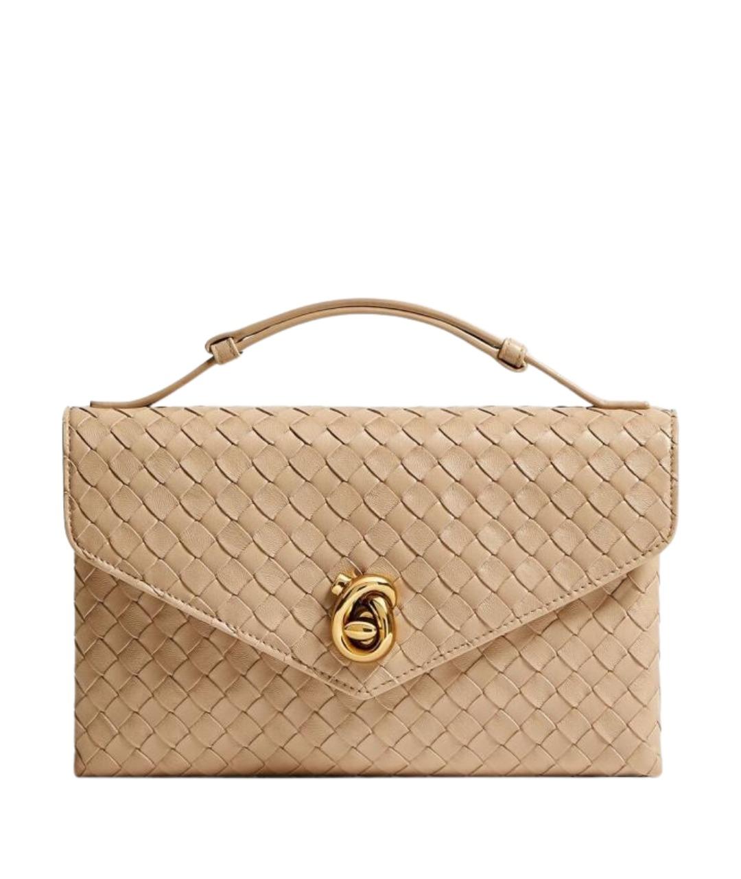BOTTEGA VENETA Бежевая кожаная сумка с короткими ручками, фото 1