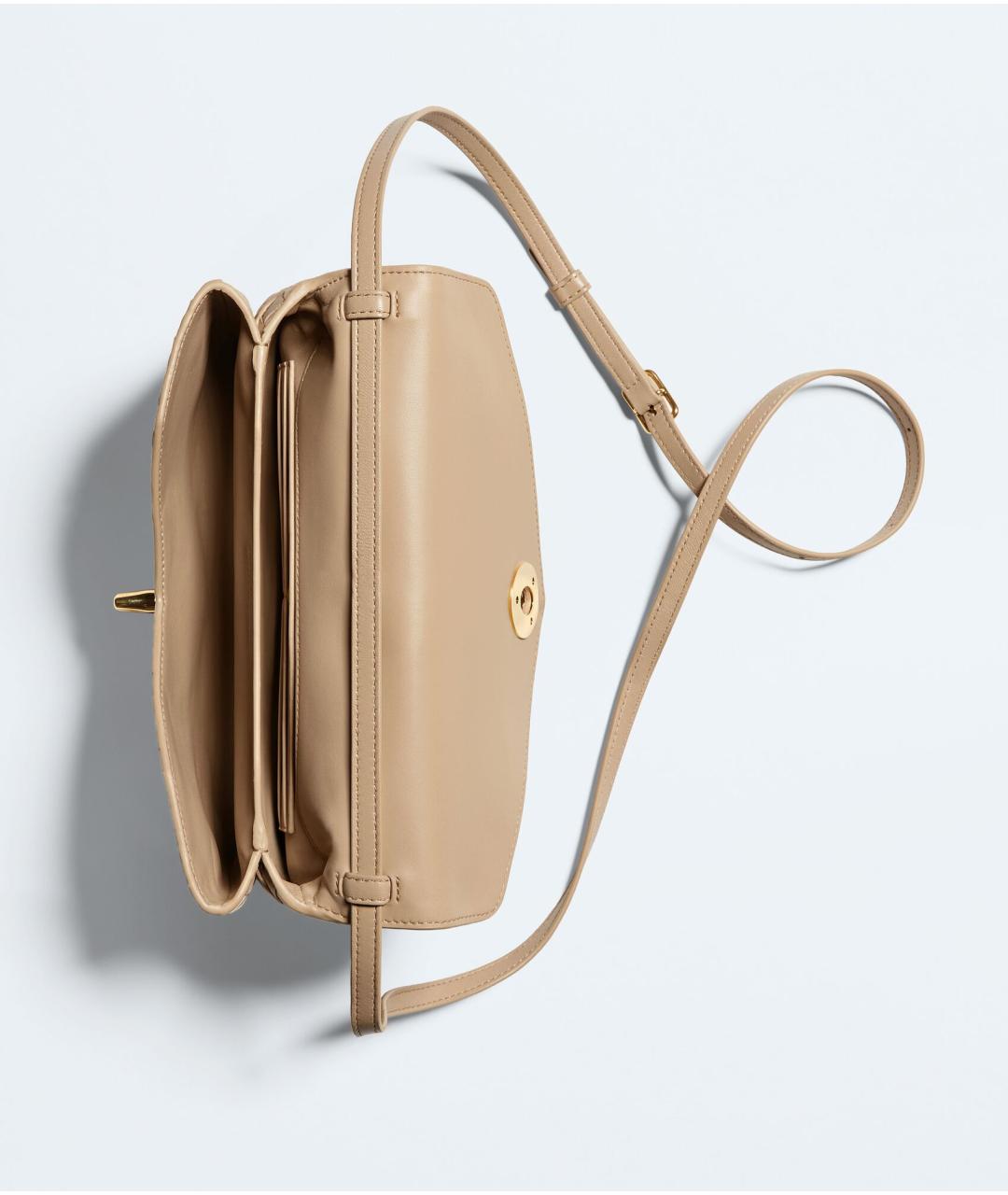 BOTTEGA VENETA Бежевая кожаная сумка с короткими ручками, фото 3