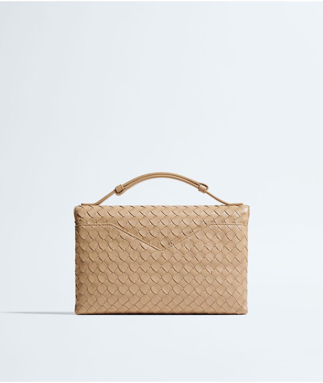 BOTTEGA VENETA Бежевая кожаная сумка с короткими ручками, фото 5