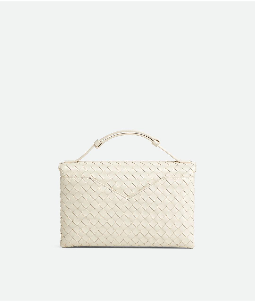 BOTTEGA VENETA Белая кожаная сумка с короткими ручками, фото 5