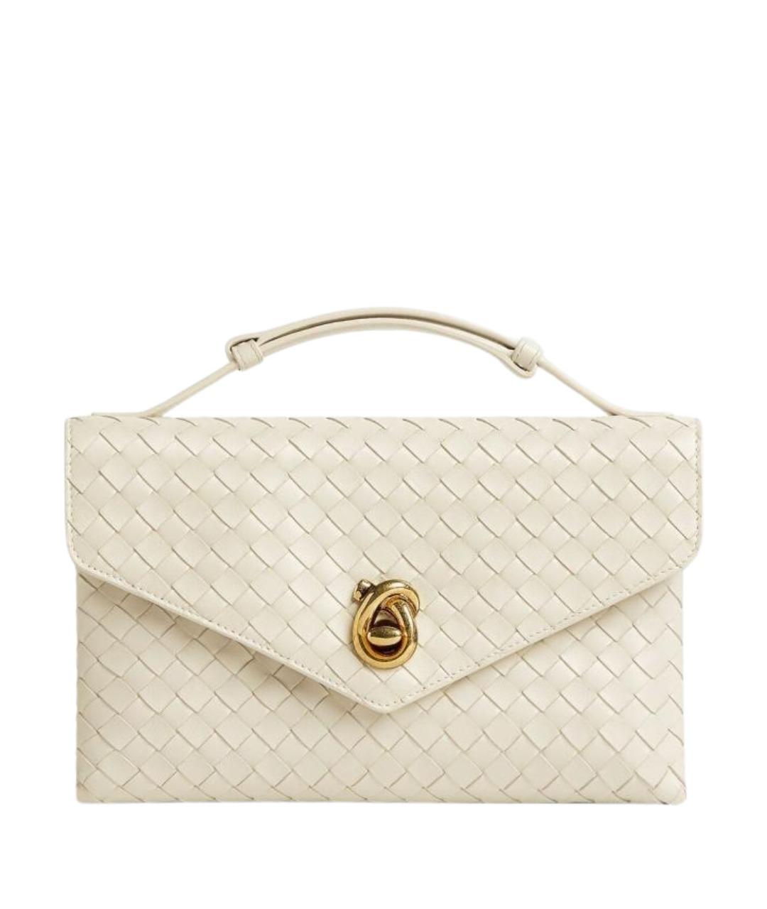 BOTTEGA VENETA Белая кожаная сумка с короткими ручками, фото 1