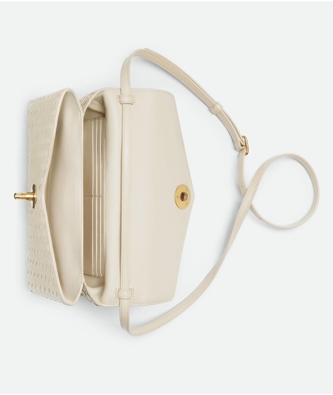 BOTTEGA VENETA Белая кожаная сумка с короткими ручками, фото 3