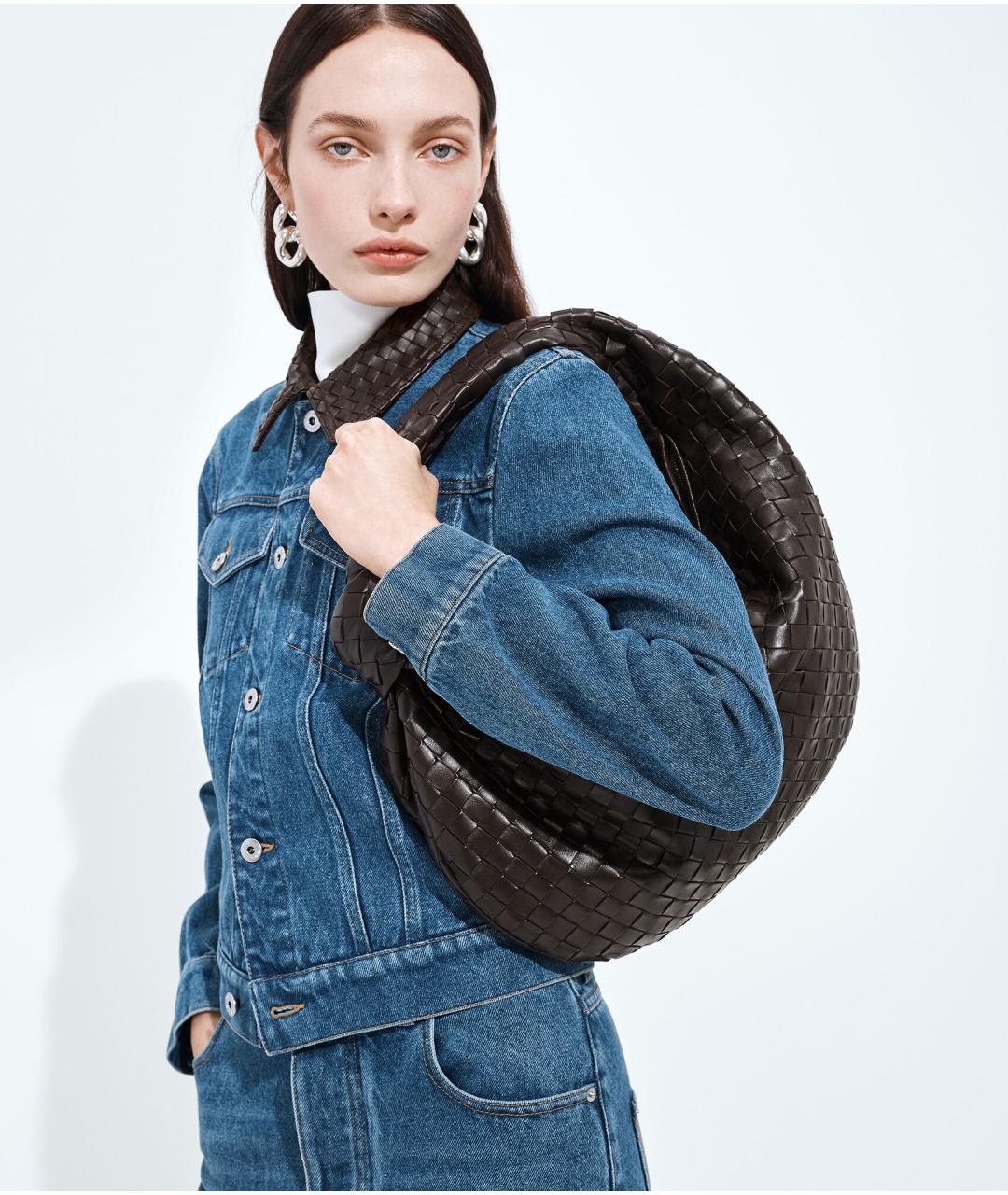BOTTEGA VENETA Коричневая кожаная сумка с короткими ручками, фото 2