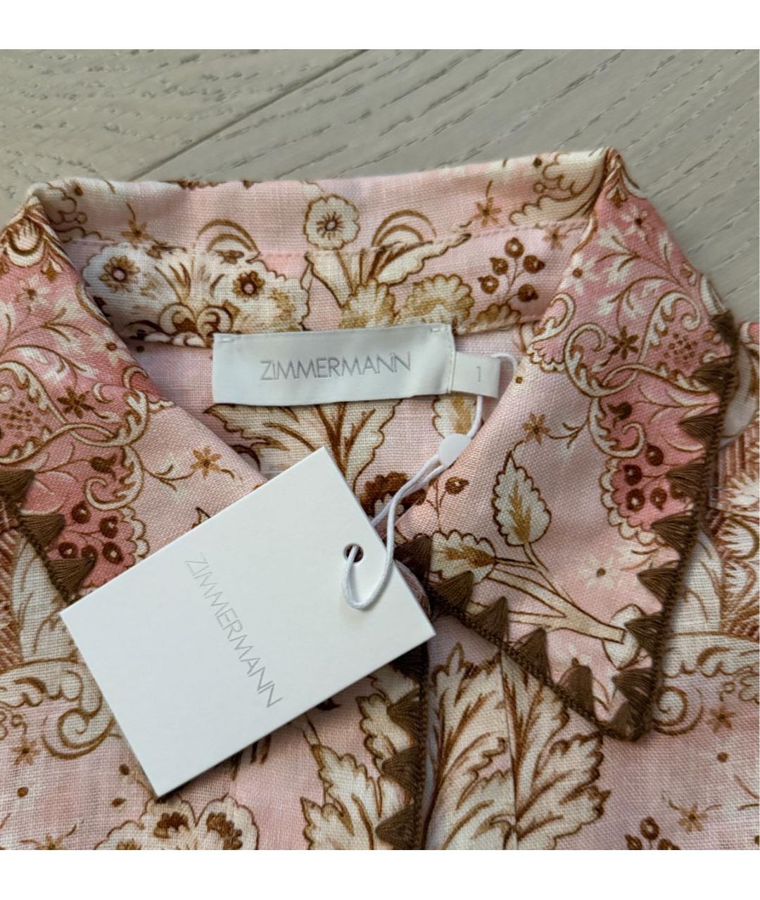 ZIMMERMANN Розовое льняное коктейльное платье, фото 4