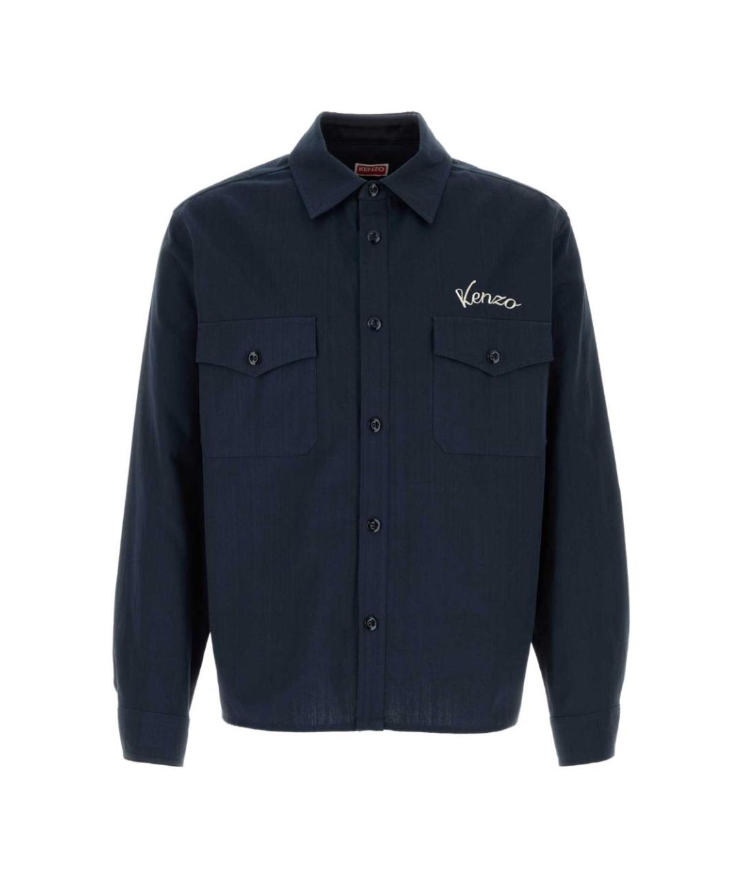 KENZO Темно-синяя хлопковая кэжуал рубашка, фото 1
