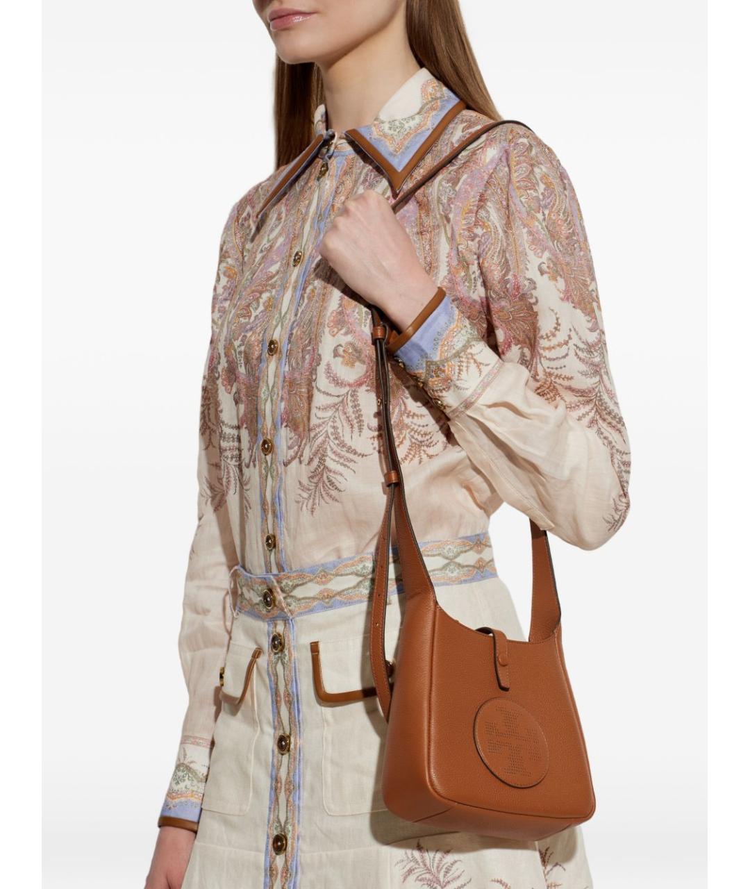 TORY BURCH Коричневая кожаная сумка тоут, фото 5