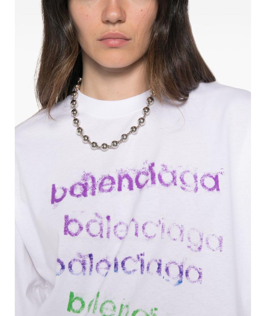 BALENCIAGA Белая хлопковая футболка, фото 4