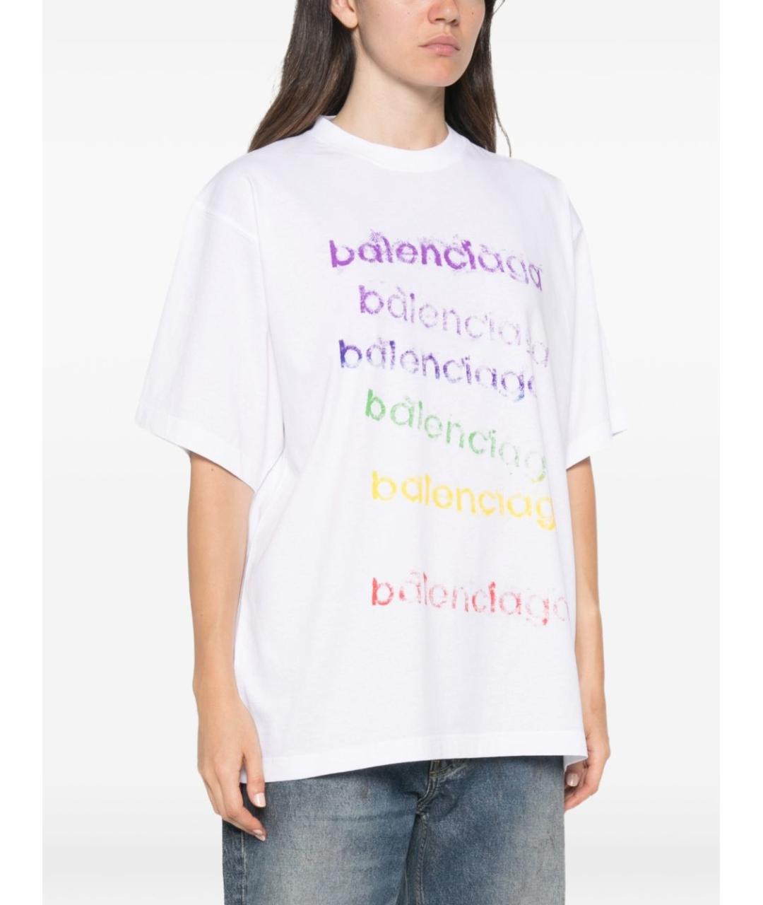BALENCIAGA Белая хлопковая футболка, фото 2