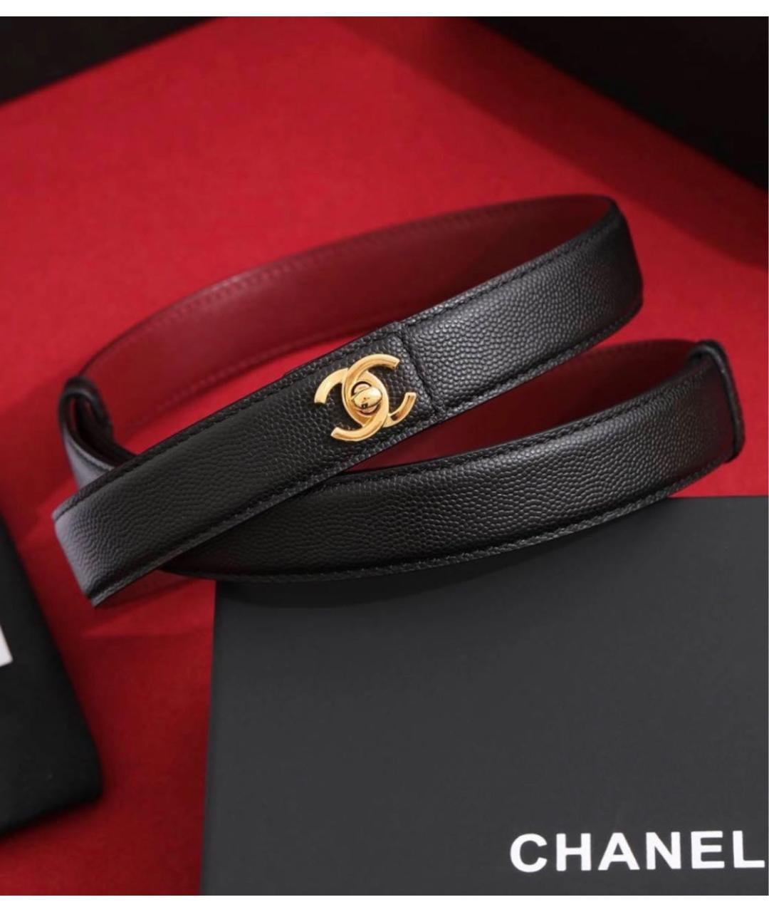 CHANEL Черный кожаный ремень, фото 3