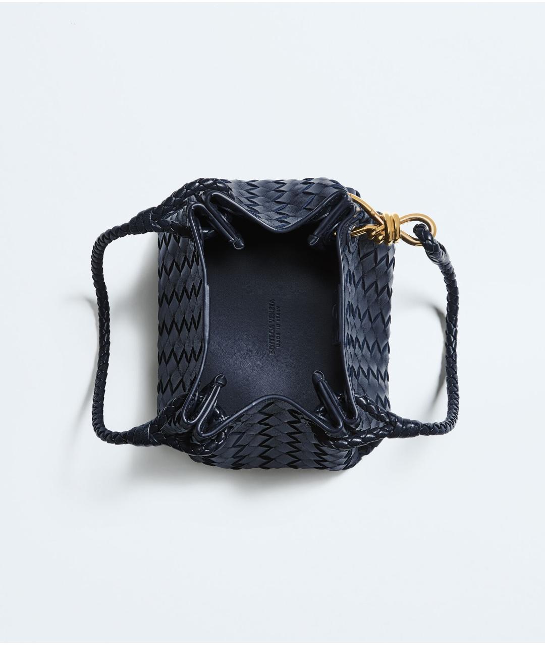 BOTTEGA VENETA Темно-синяя кожаная сумка с короткими ручками, фото 3