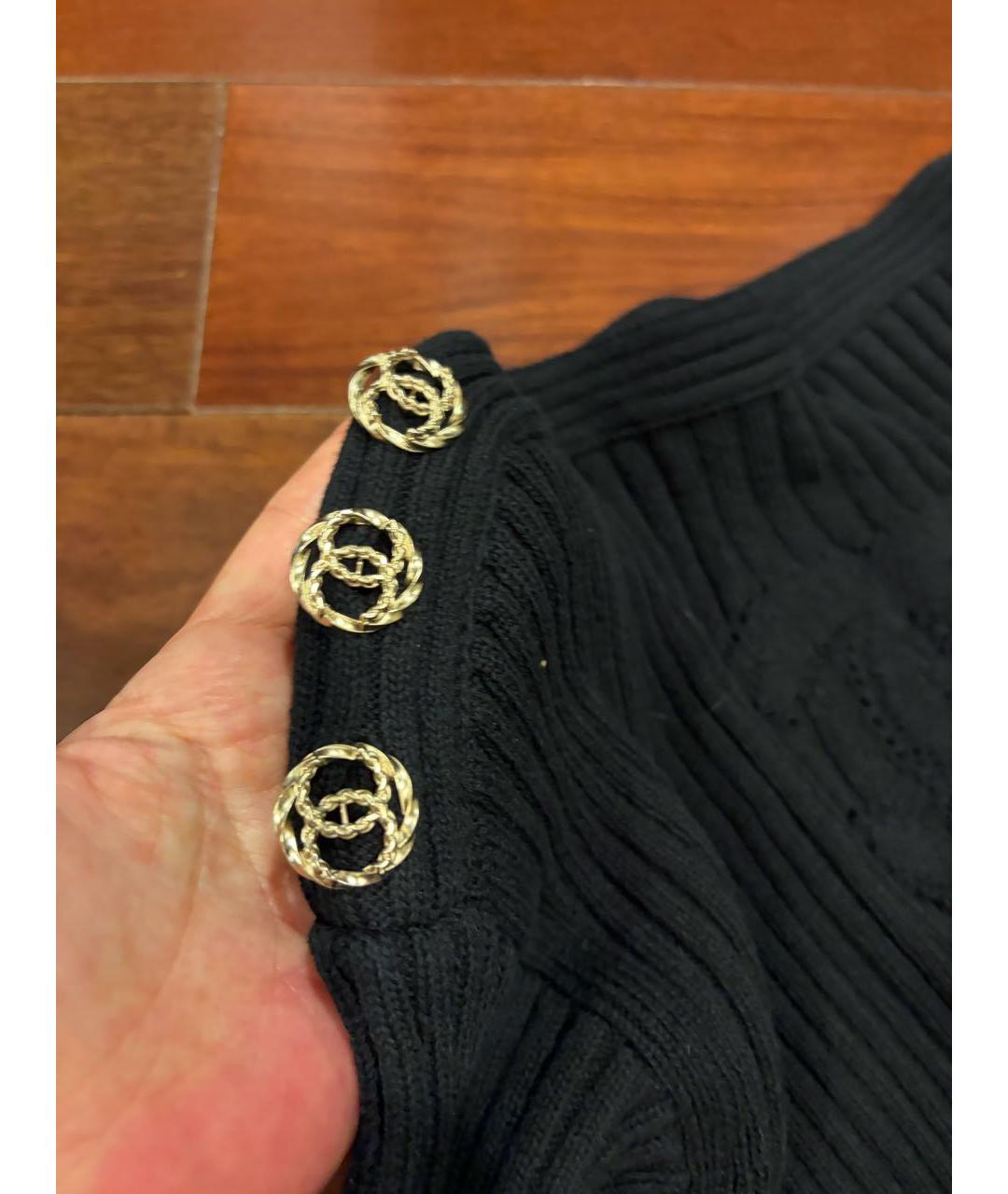 CHANEL Черное хлопко-эластановое повседневное платье, фото 4