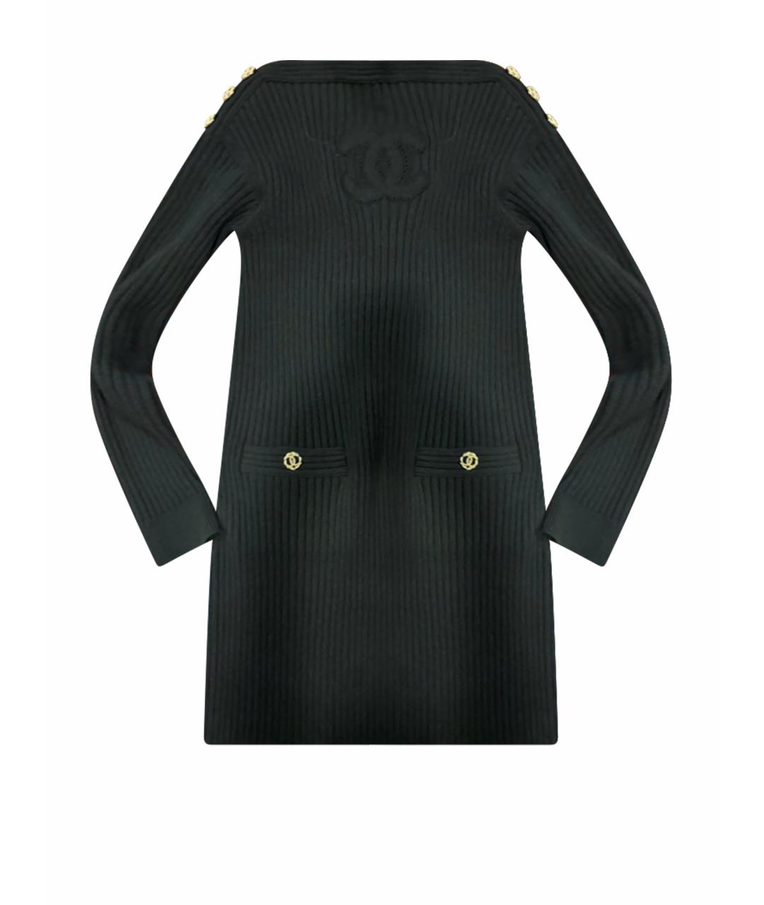CHANEL Черное хлопко-эластановое повседневное платье, фото 1