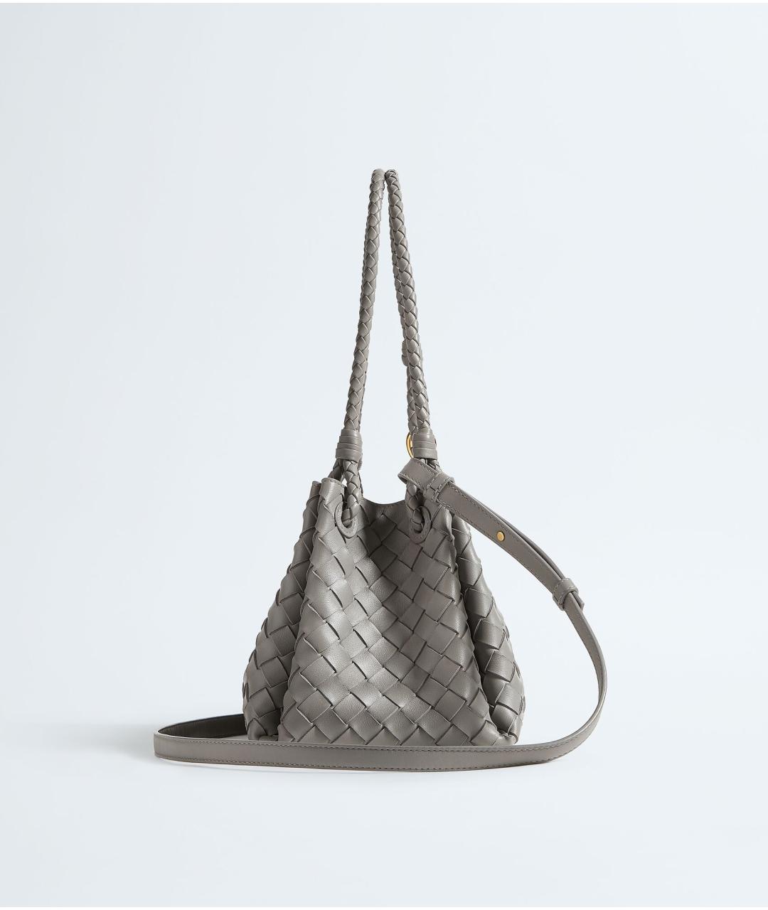 BOTTEGA VENETA Серая кожаная сумка с короткими ручками, фото 4