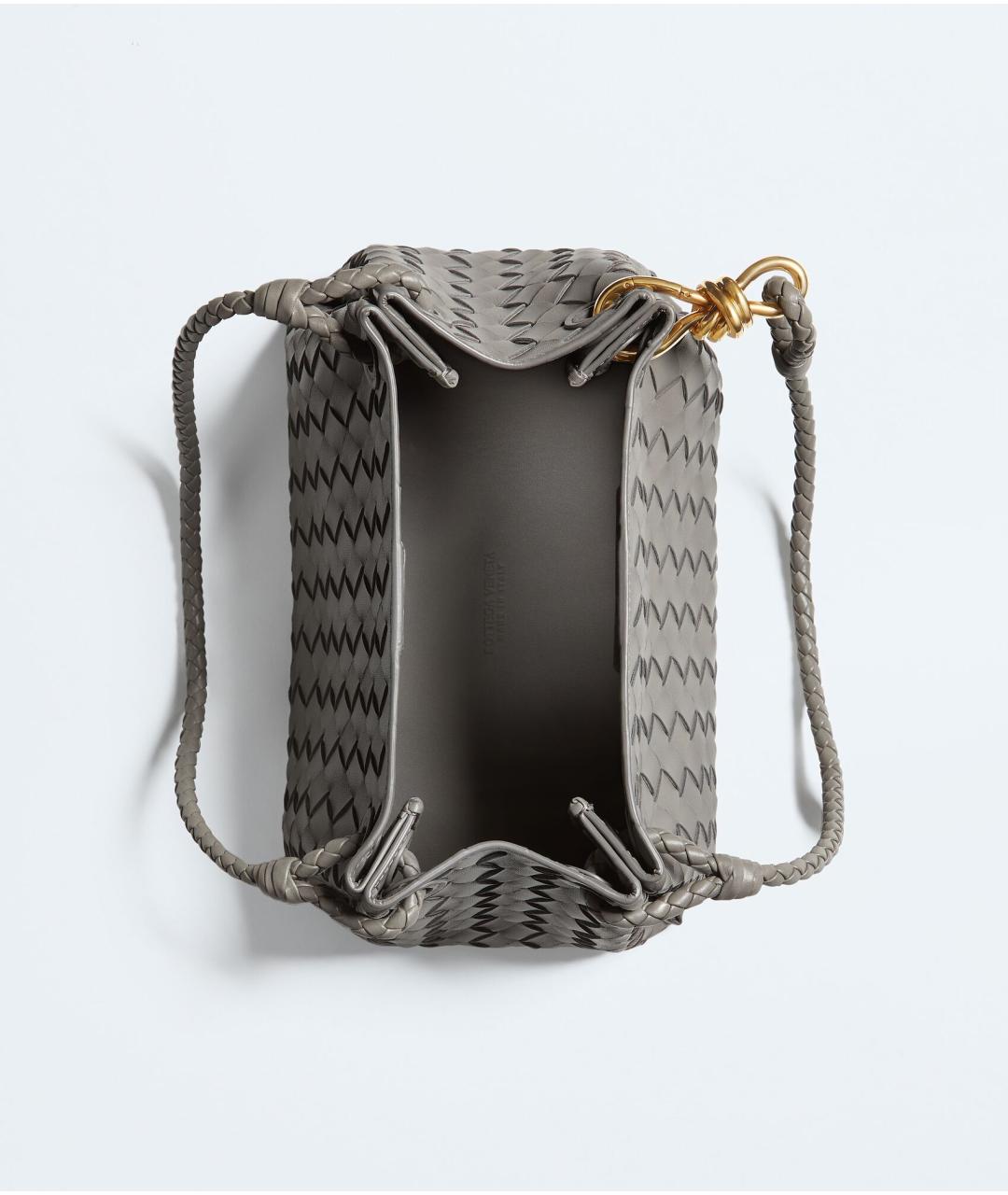 BOTTEGA VENETA Серая кожаная сумка с короткими ручками, фото 3