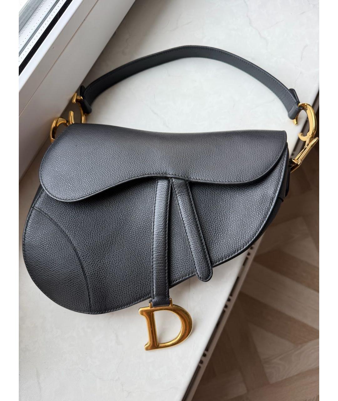 CHRISTIAN DIOR Черная кожаная сумка с короткими ручками, фото 8