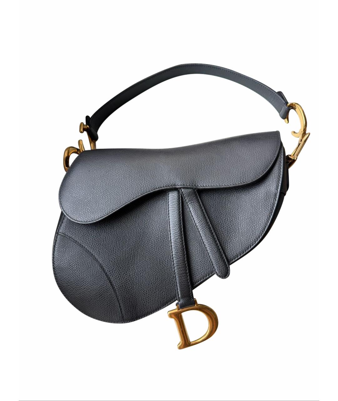 CHRISTIAN DIOR Черная кожаная сумка с короткими ручками, фото 1