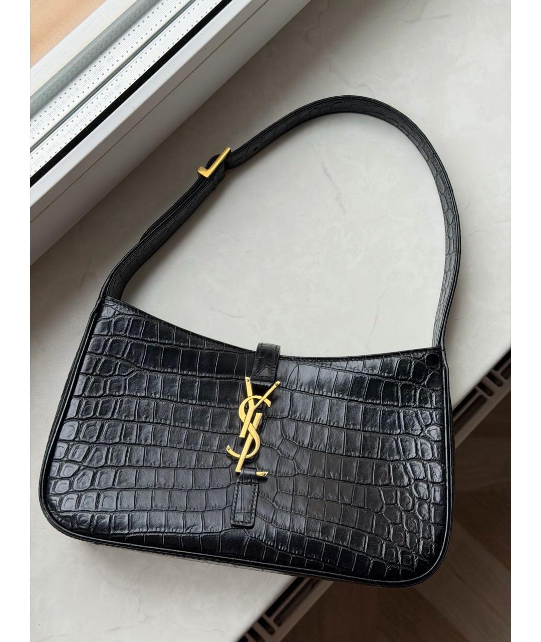 SAINT LAURENT Черная кожаная сумка с короткими ручками, фото 7