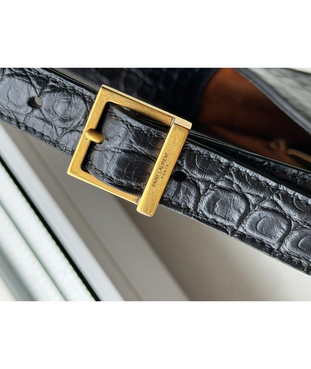 SAINT LAURENT Черная кожаная сумка с короткими ручками, фото 4
