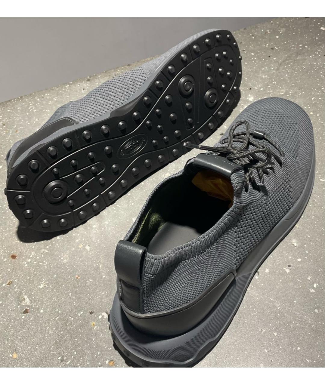 TOD'S Серые текстильные низкие кроссовки / кеды, фото 4