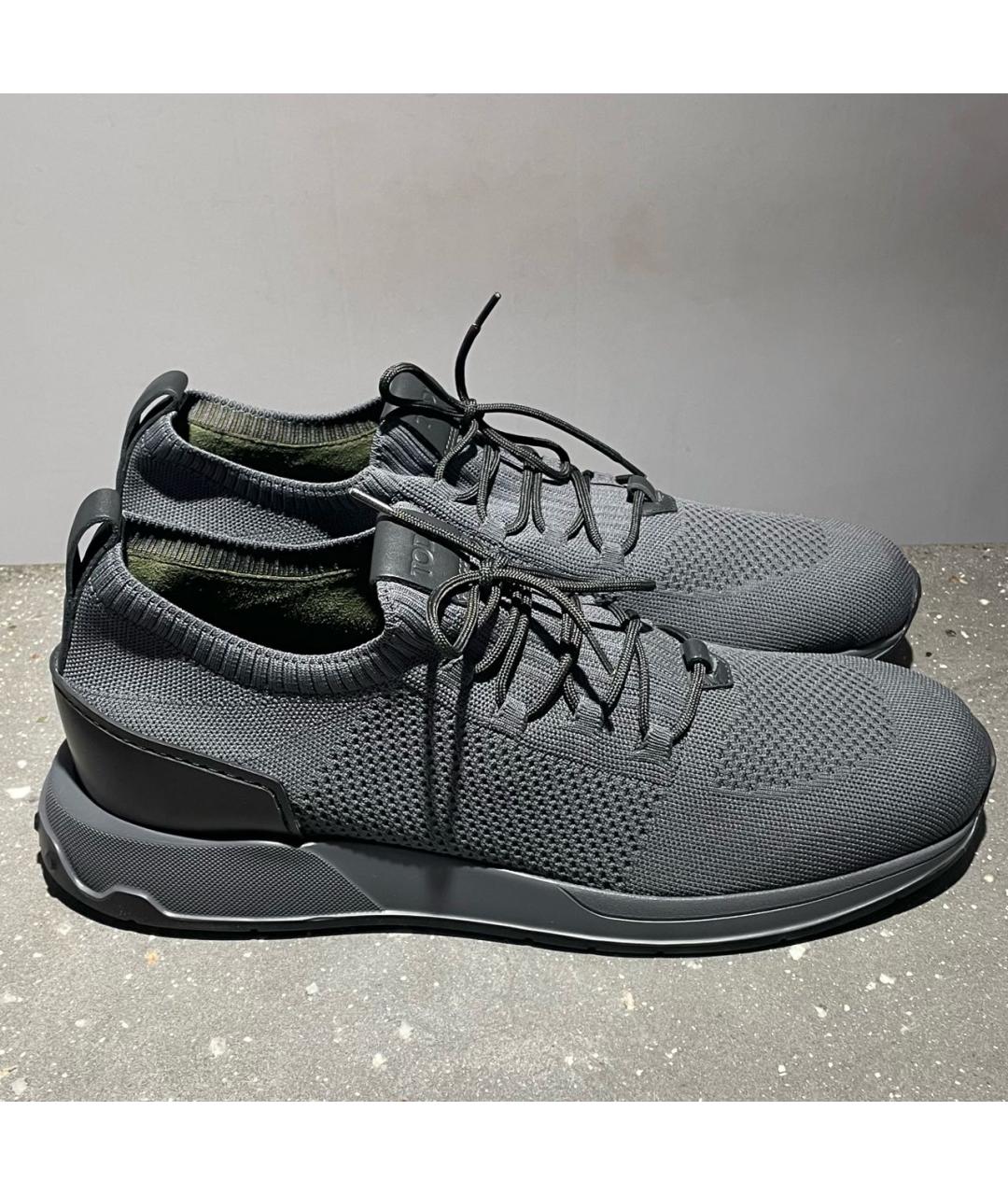 TOD'S Серые текстильные низкие кроссовки / кеды, фото 7