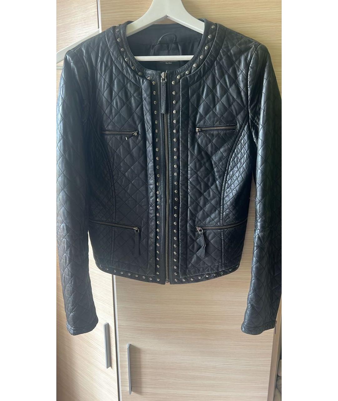 WEEKEND MAX MARA Черная кожаная куртка, фото 4