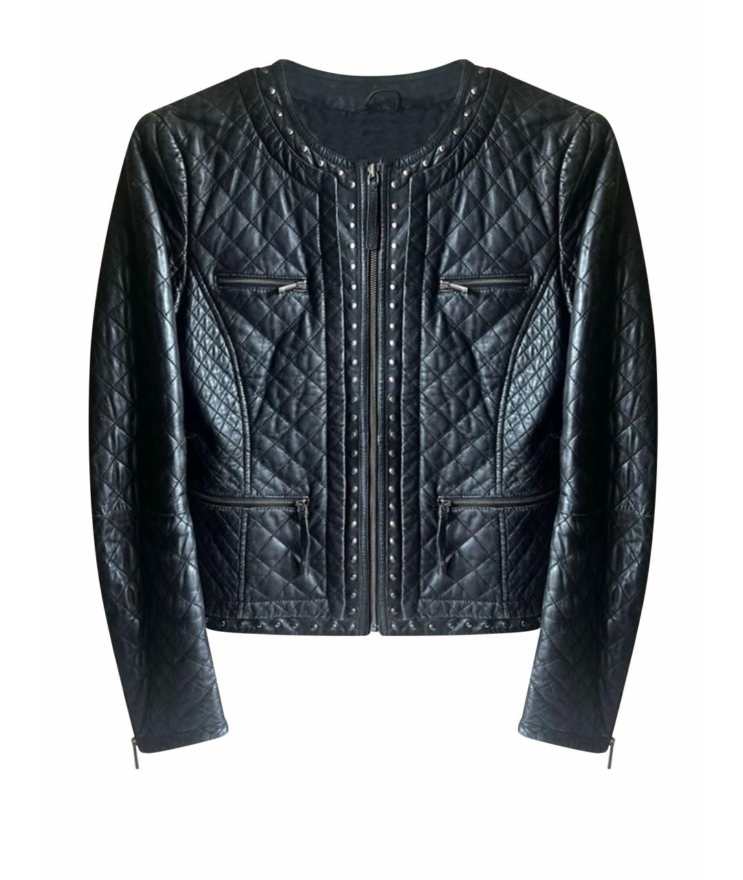 WEEKEND MAX MARA Черная кожаная куртка, фото 1
