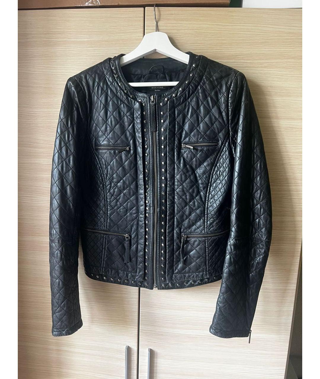 WEEKEND MAX MARA Черная кожаная куртка, фото 5