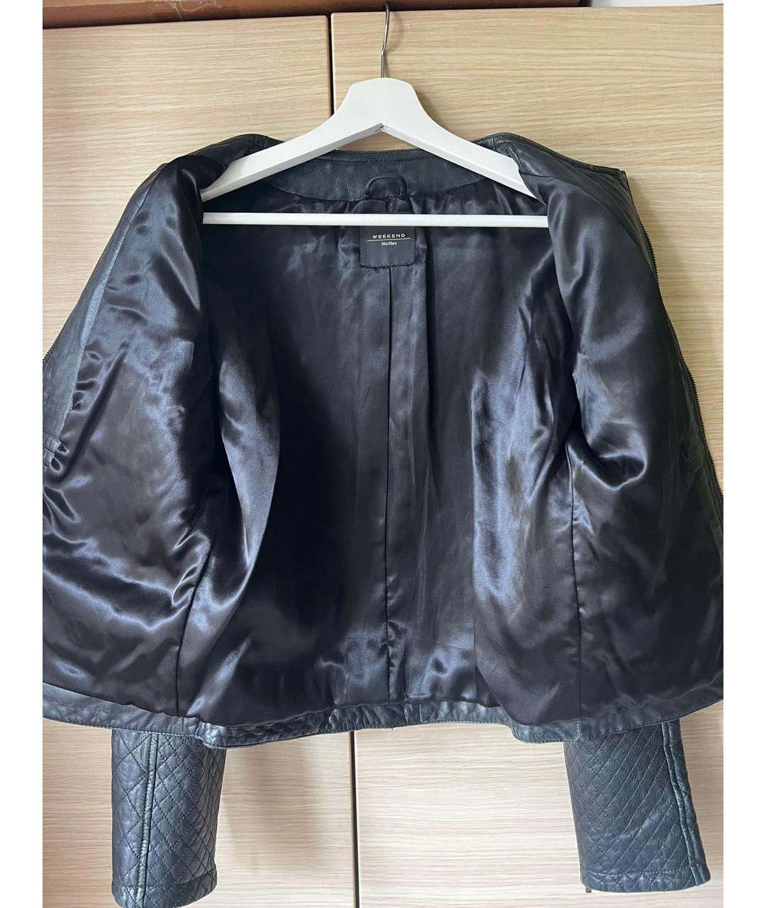 WEEKEND MAX MARA Черная кожаная куртка, фото 3