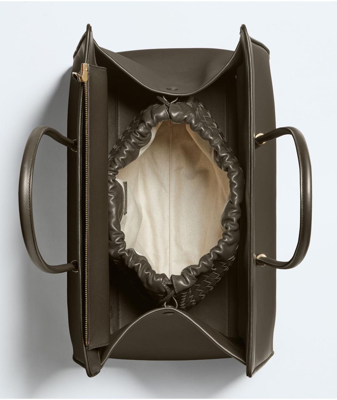 BOTTEGA VENETA Хаки кожаная сумка тоут, фото 5
