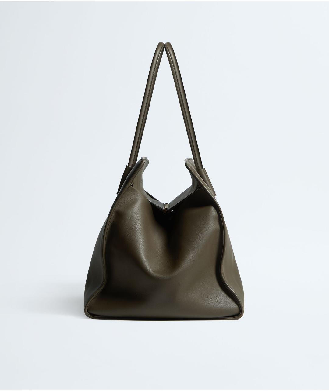 BOTTEGA VENETA Хаки кожаная сумка тоут, фото 4