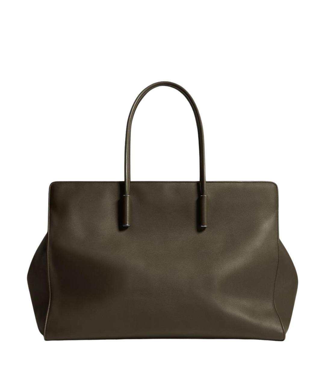 BOTTEGA VENETA Хаки кожаная сумка тоут, фото 1