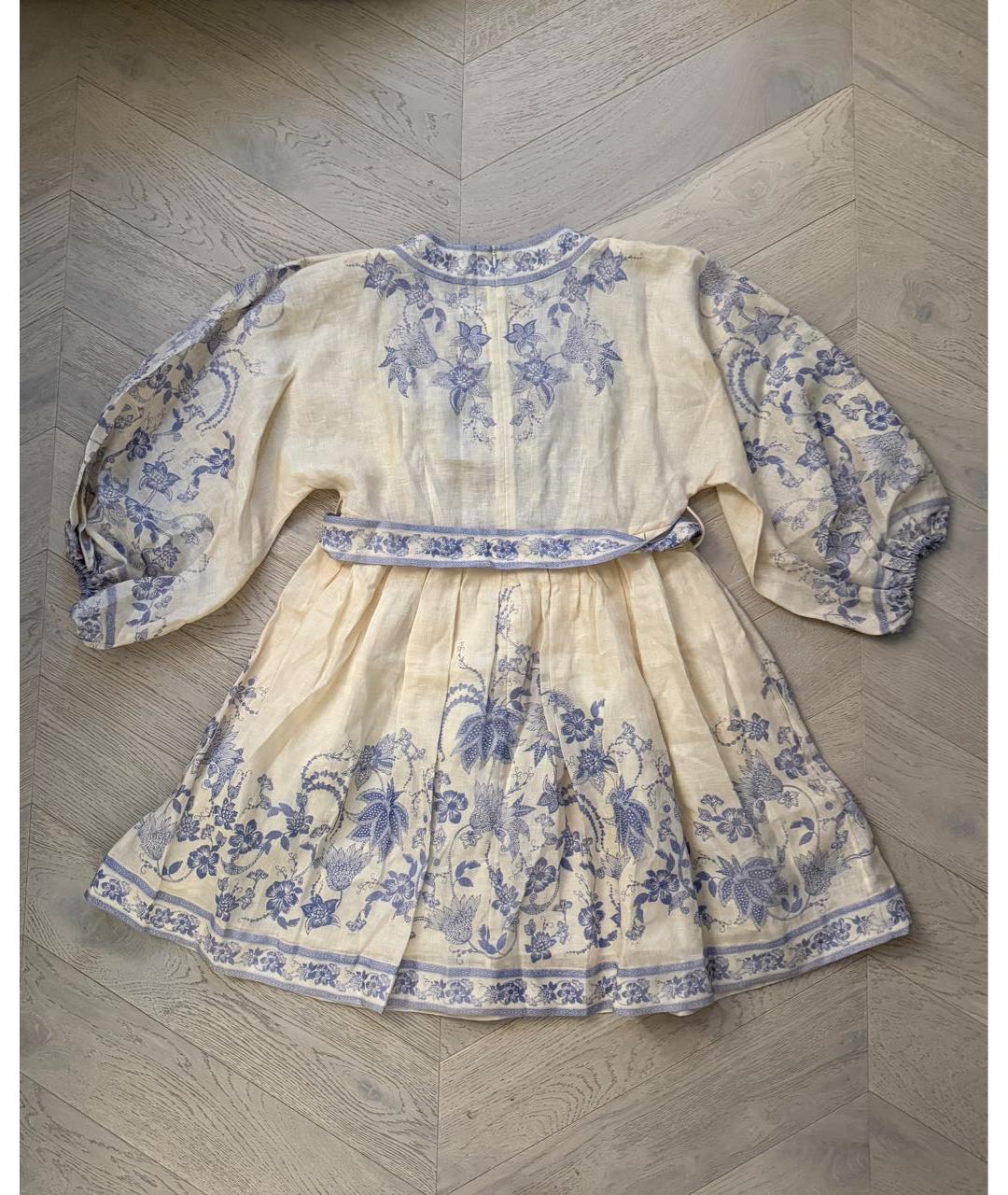 ZIMMERMANN Бежевое льняное повседневное платье, фото 3