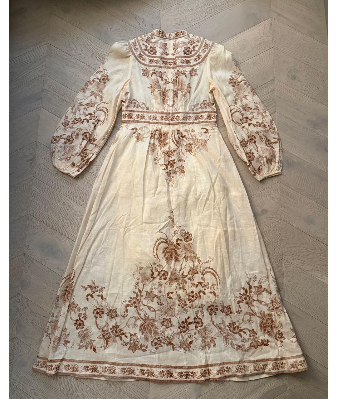 ZIMMERMANN Бежевое льняное повседневное платье, фото 3