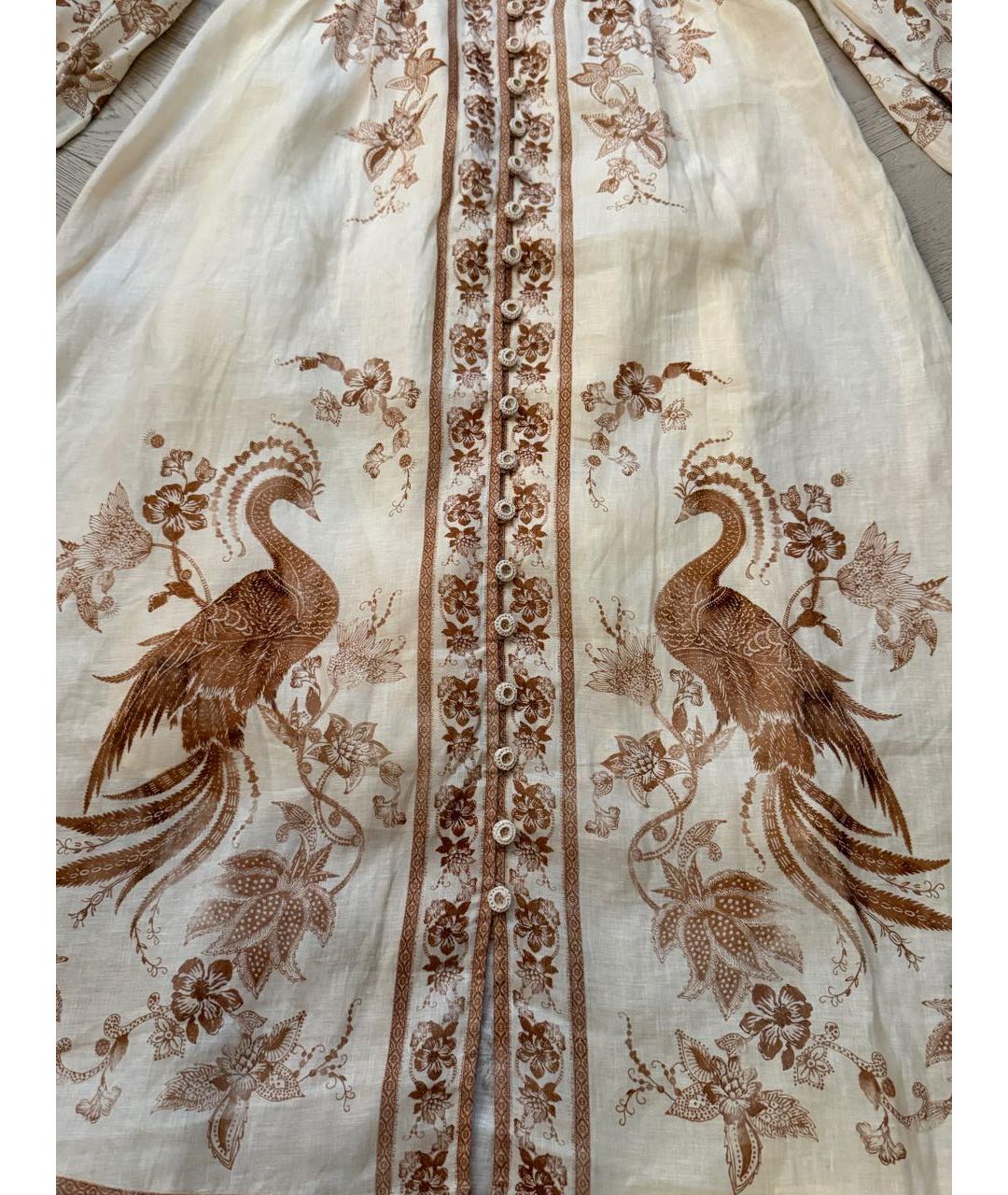 ZIMMERMANN Бежевое льняное повседневное платье, фото 6