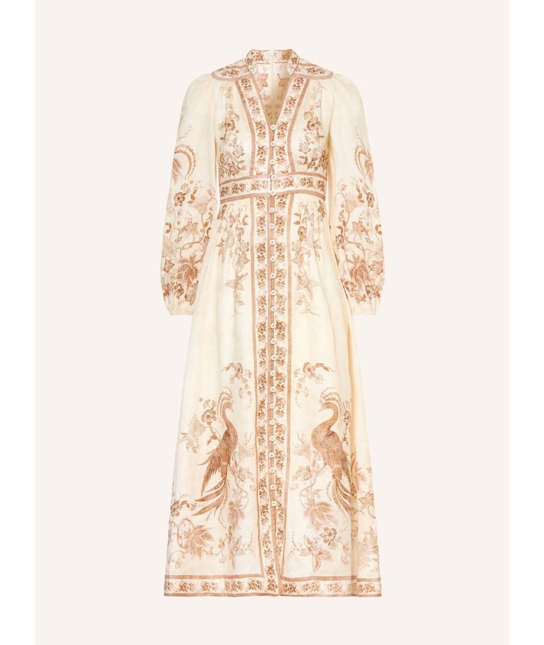 ZIMMERMANN Бежевое льняное повседневное платье, фото 9